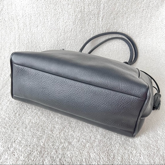 Longchamp Penelope Leather Tote Bag Purse Black Large Overnighter made in France - Picture 6 of 16